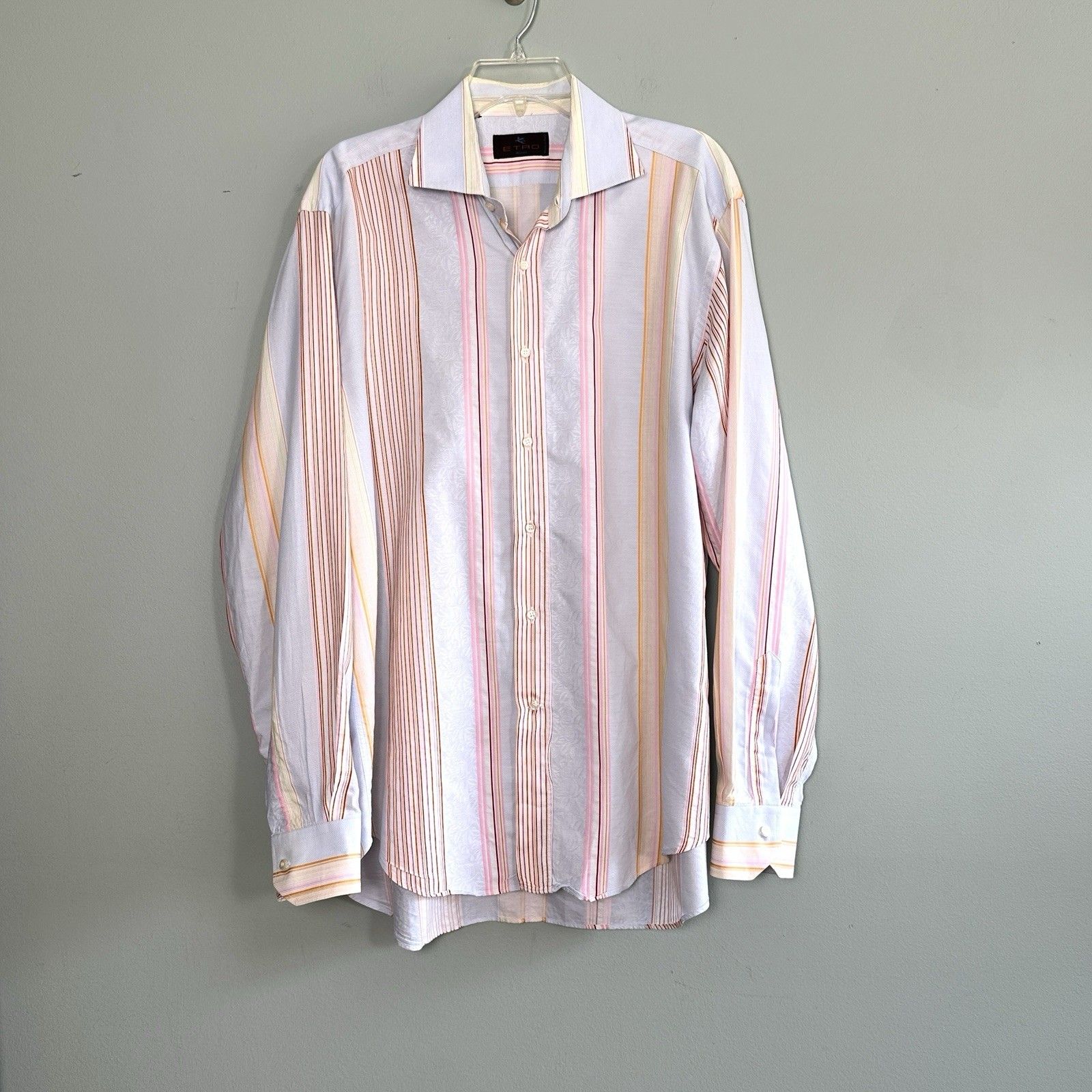 Etro Shirt Mens Size 43 Striped Button Up Cotton Quiet Luxury Made In Italy